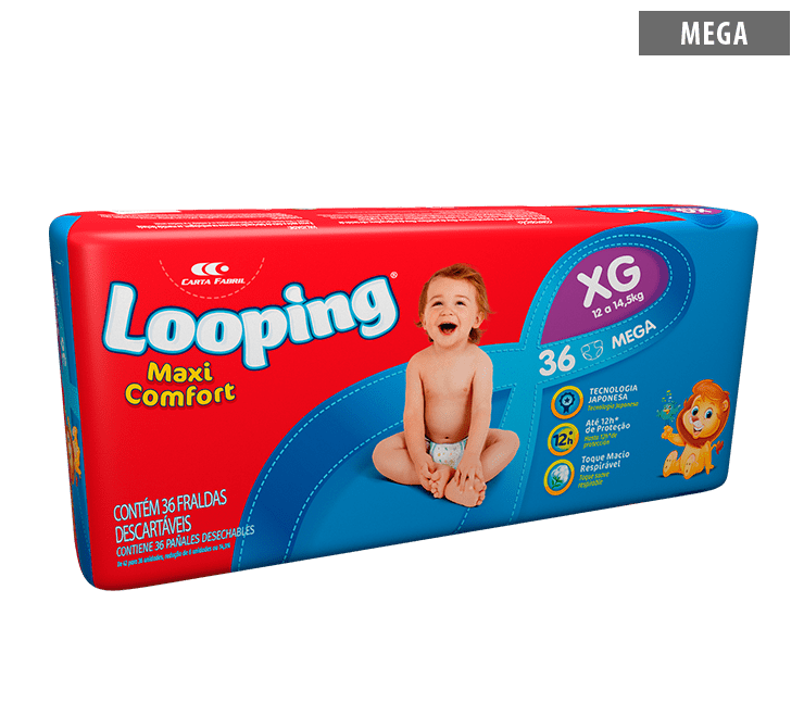 Fralda Looping Maxi Confort Mega Tam. XG 36 Unidades