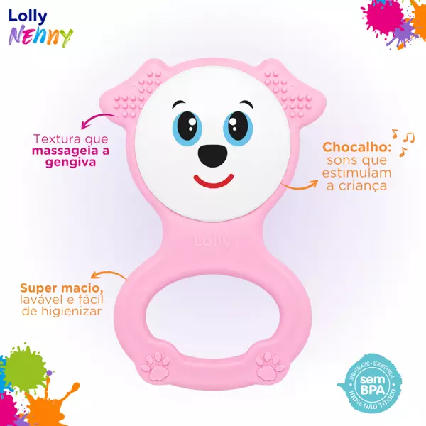 Mordedor Bebe Flex Menina Rosa Lolly - Pacobuco